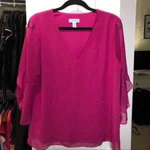 Calvin Klein, hot pink, three-quarters sleeve, blouse